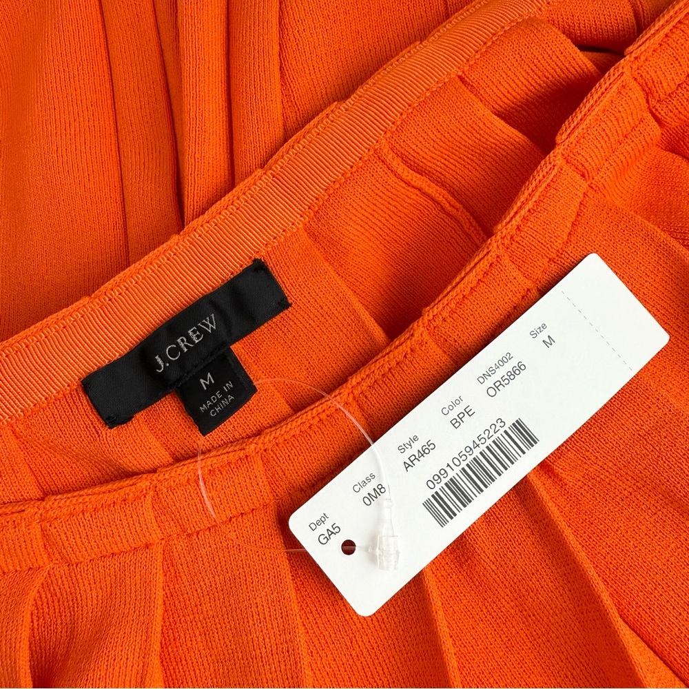 J. Crew Pleated Sweater Skirt Orange Sz M NWT - Picture 7 of 8